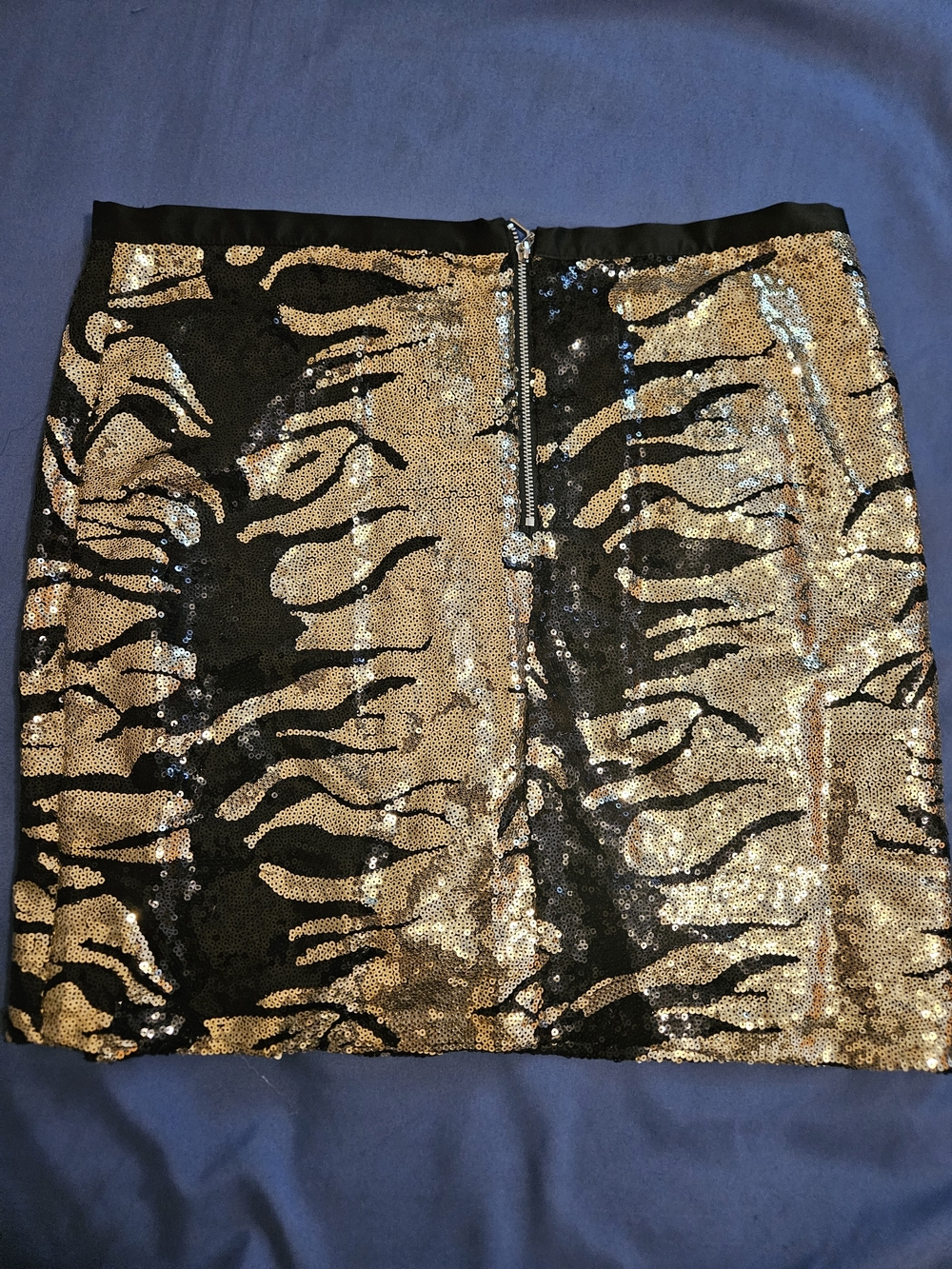 Gold & Black Sequin Zebra Print Mini Skirt